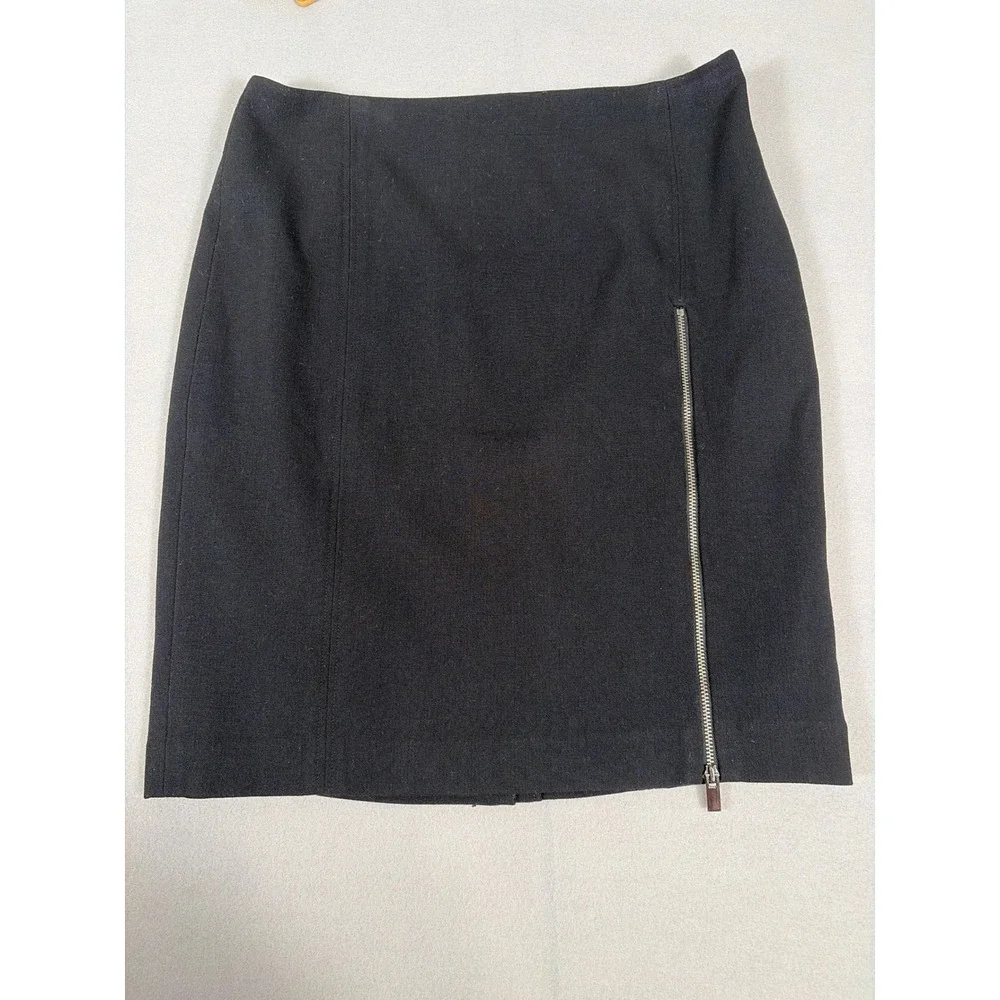 Banana Republic Black Wool Blend Side Zip Mini Skirt Size 6 Office Professional